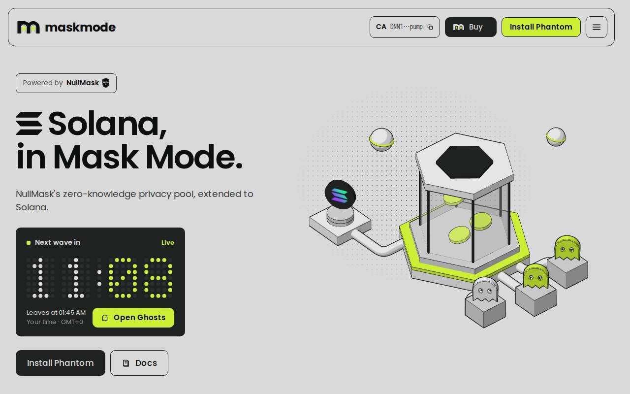 Screenshot of maskmode.app as our browser saw it