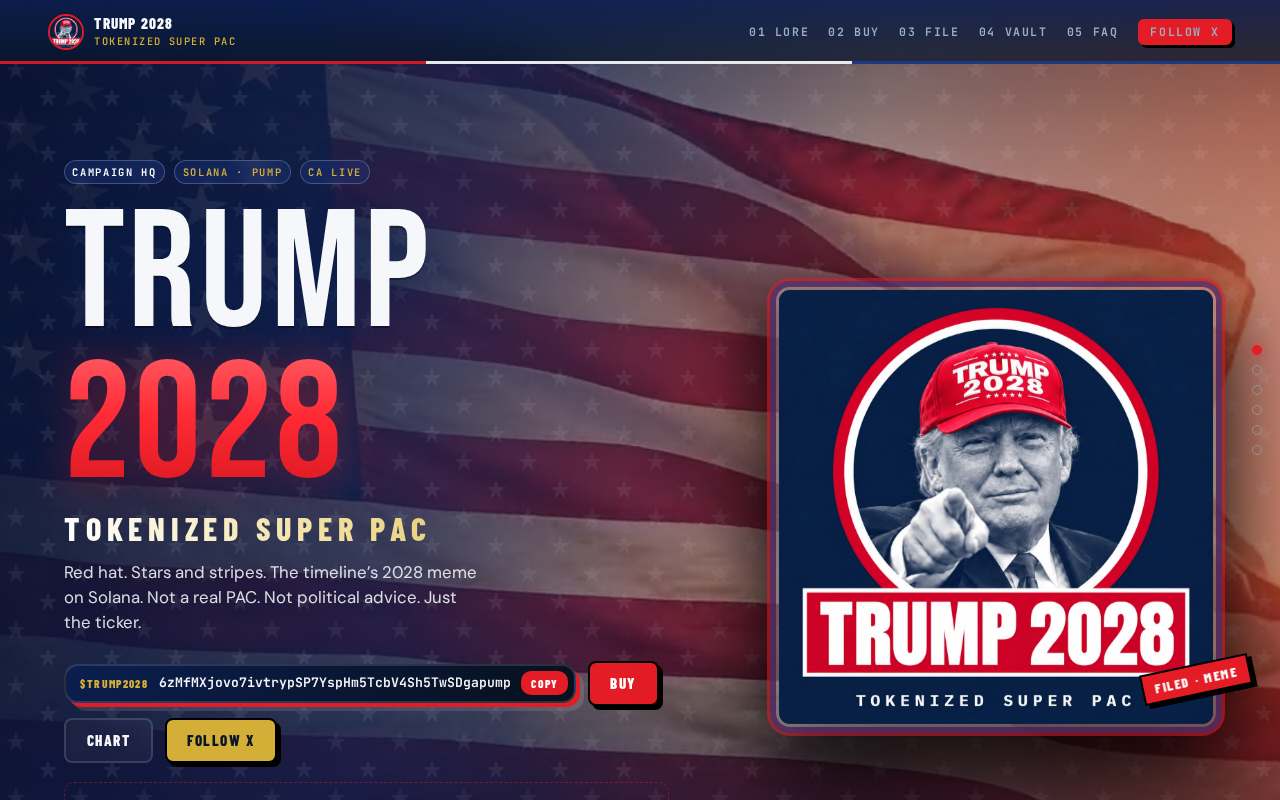 Screenshot of trump2028pac.lol as our browser saw it