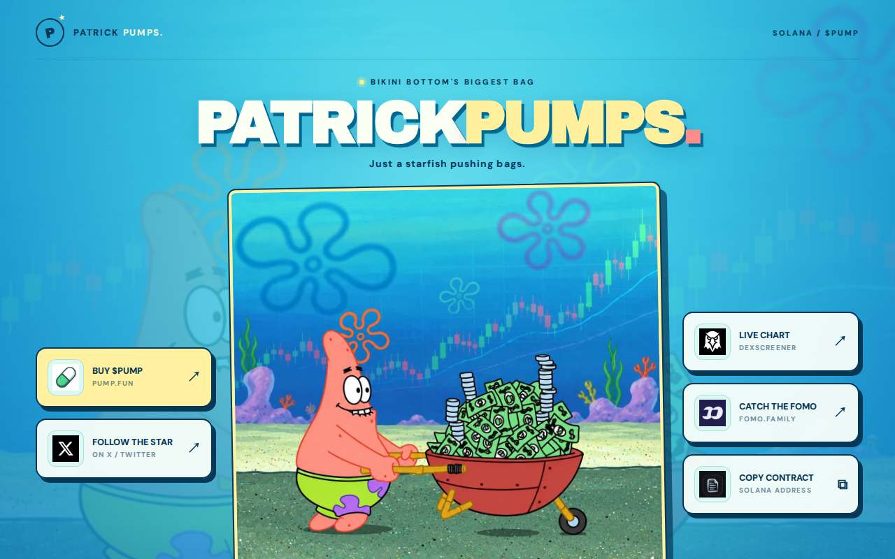 Screenshot of patrickpumps.space as our browser saw it
