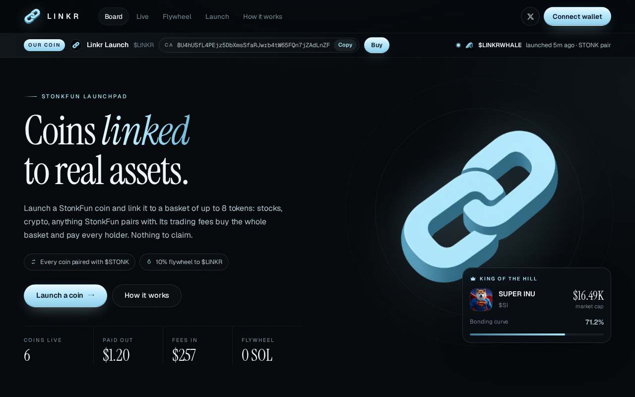 Screenshot of linkrlaunch.fun as our browser saw it