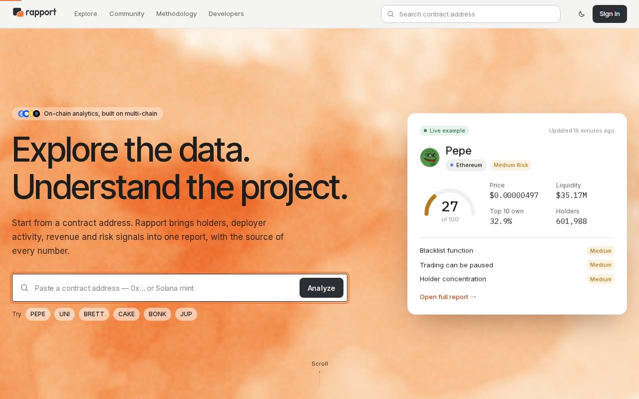 Screenshot of rapport.lat as our browser saw it