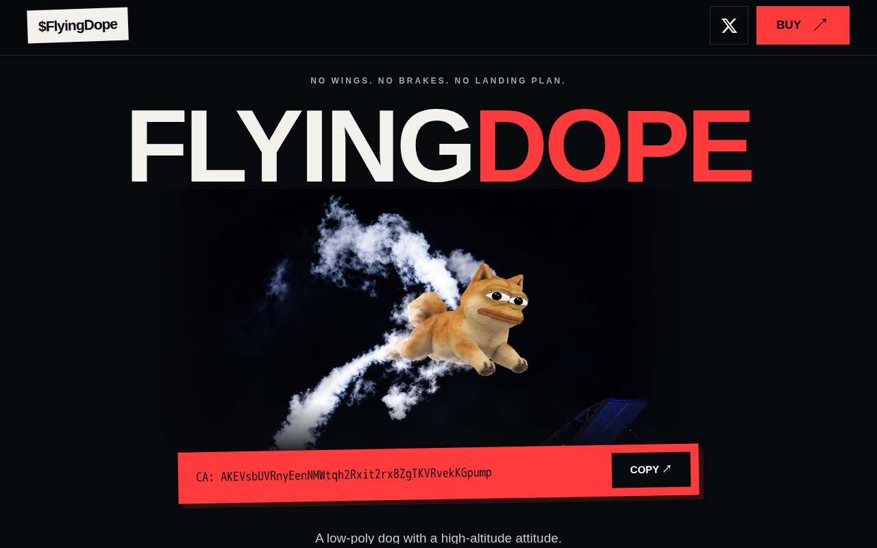 Screenshot of flyingdope.site as our browser saw it