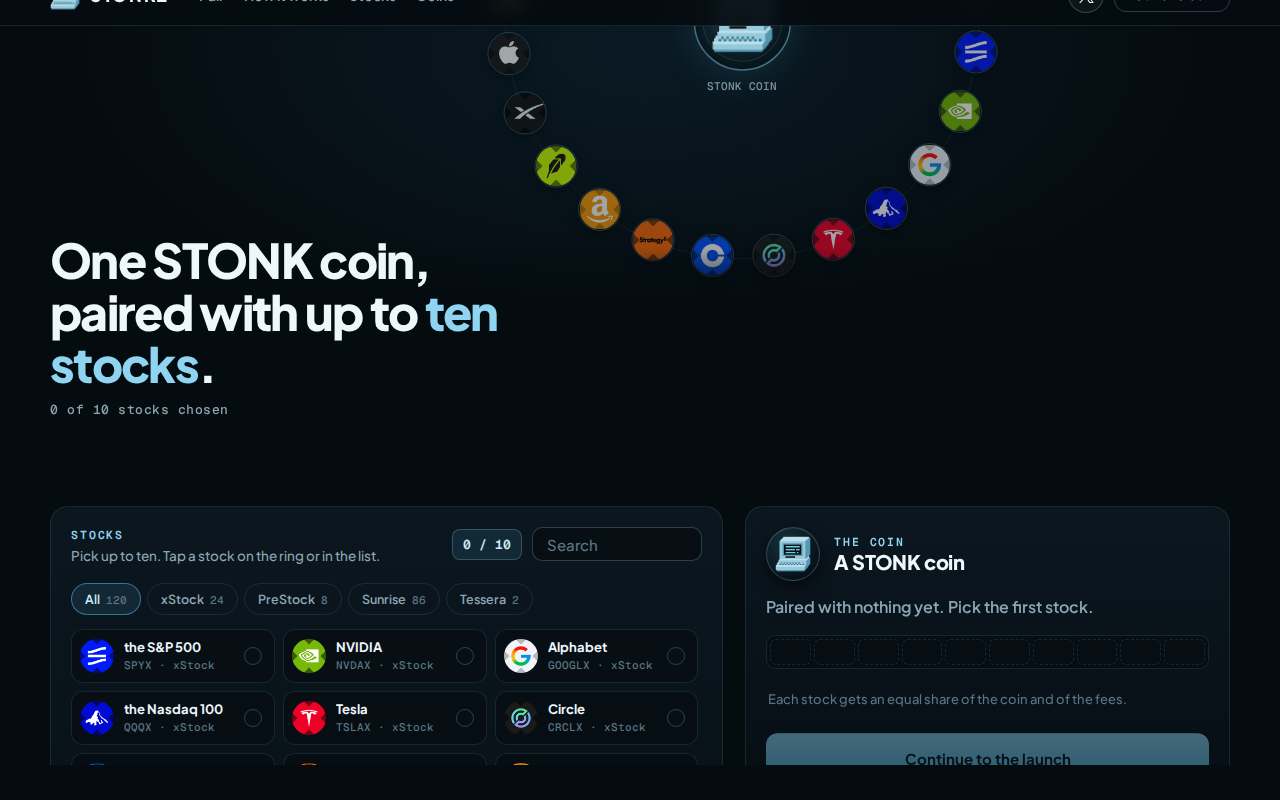 Screenshot of usestonkz.xyz as our browser saw it