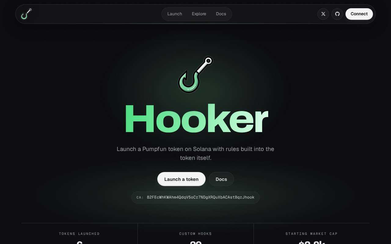 Screenshot of hooker.fun as our browser saw it