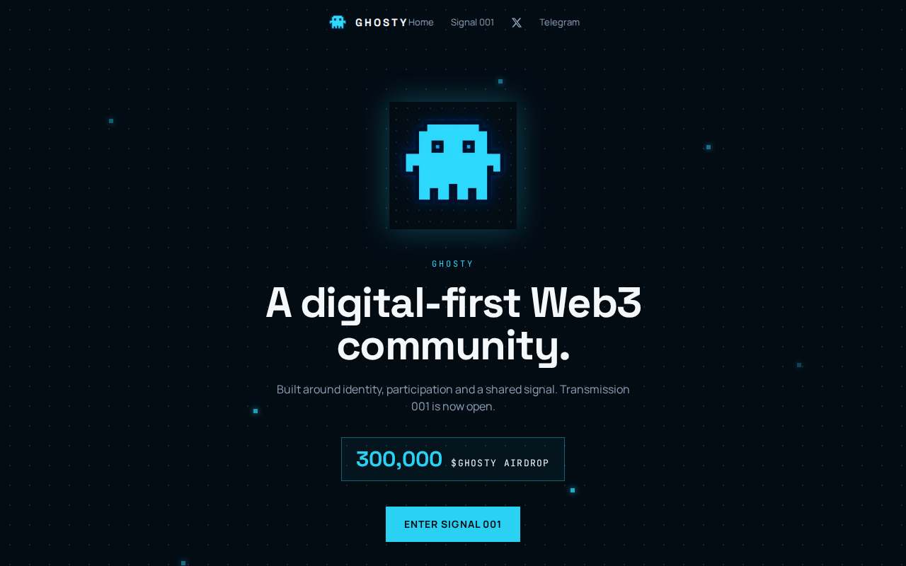 Screenshot of ghosty.space as our browser saw it