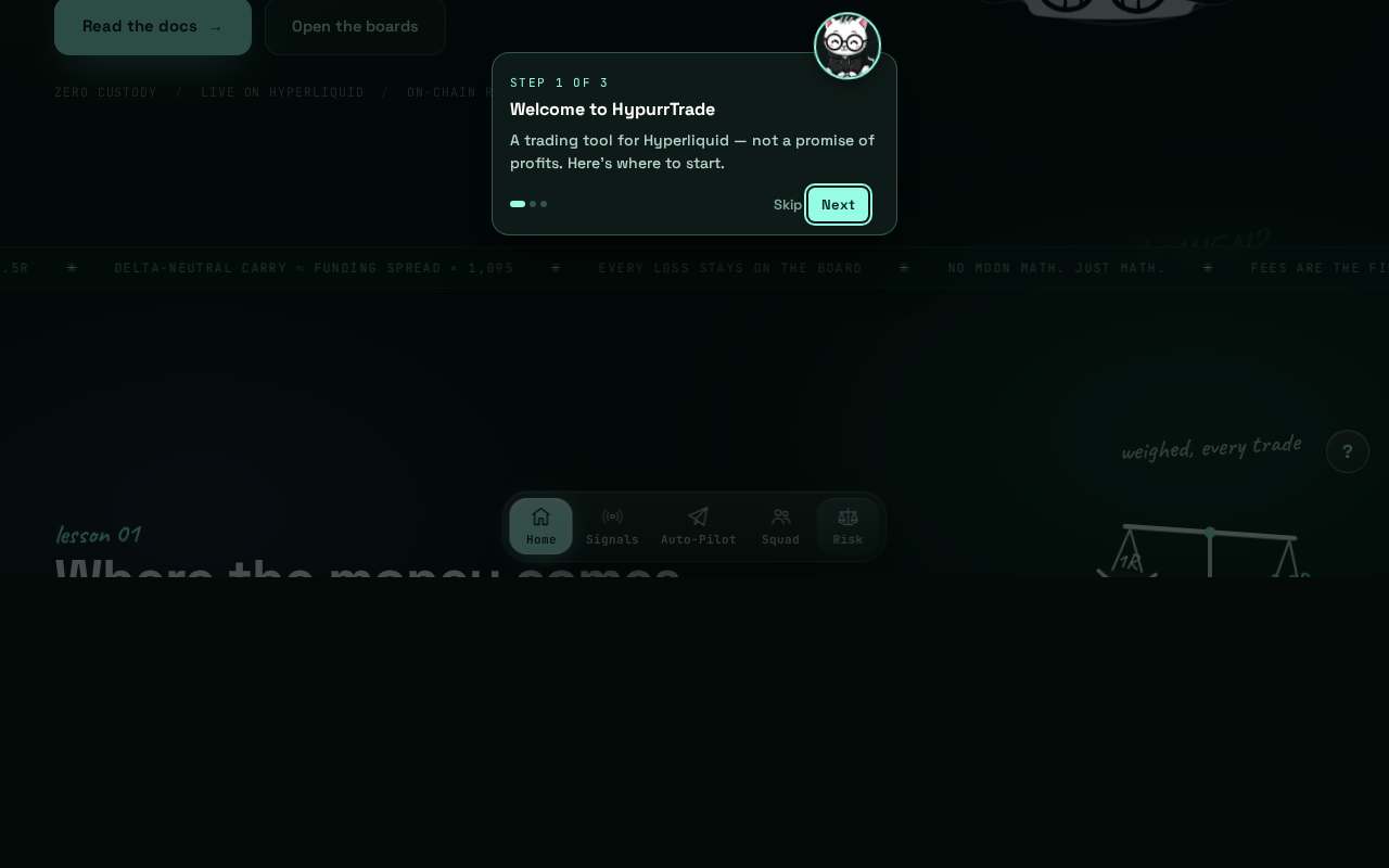 Screenshot of hypurrtrade.live as our browser saw it