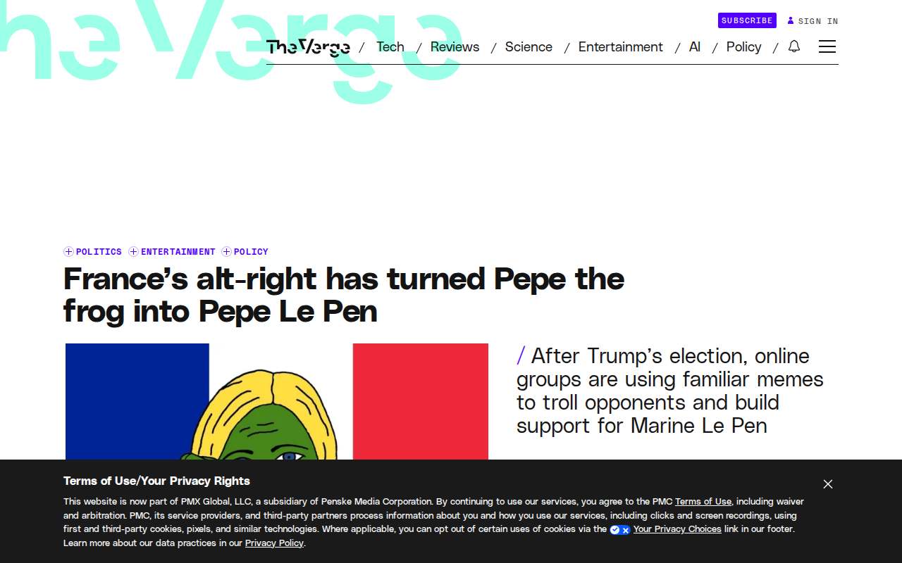 Screenshot of www.theverge.com as our browser saw it