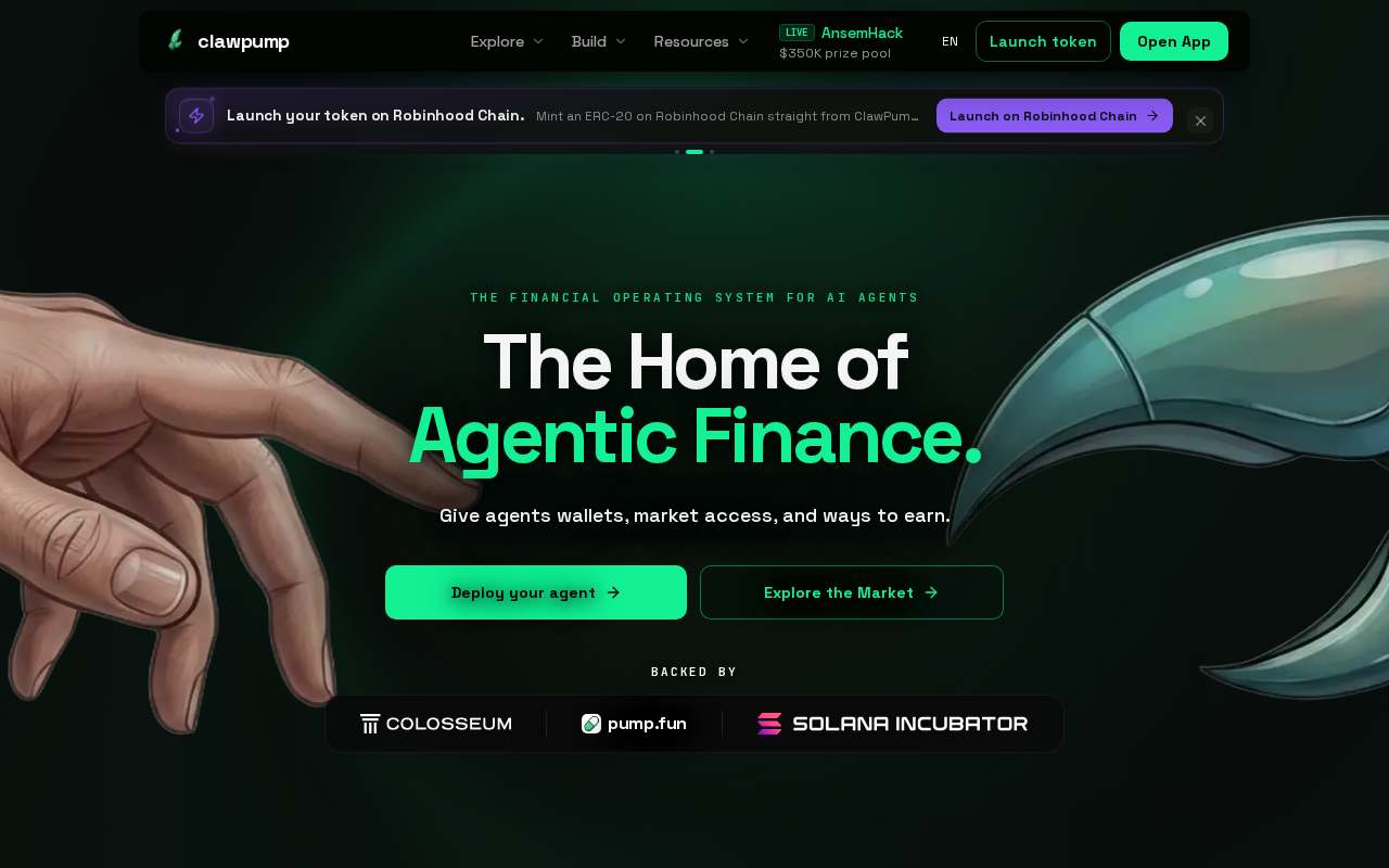 Screenshot of www.clawpump.tech as our browser saw it
