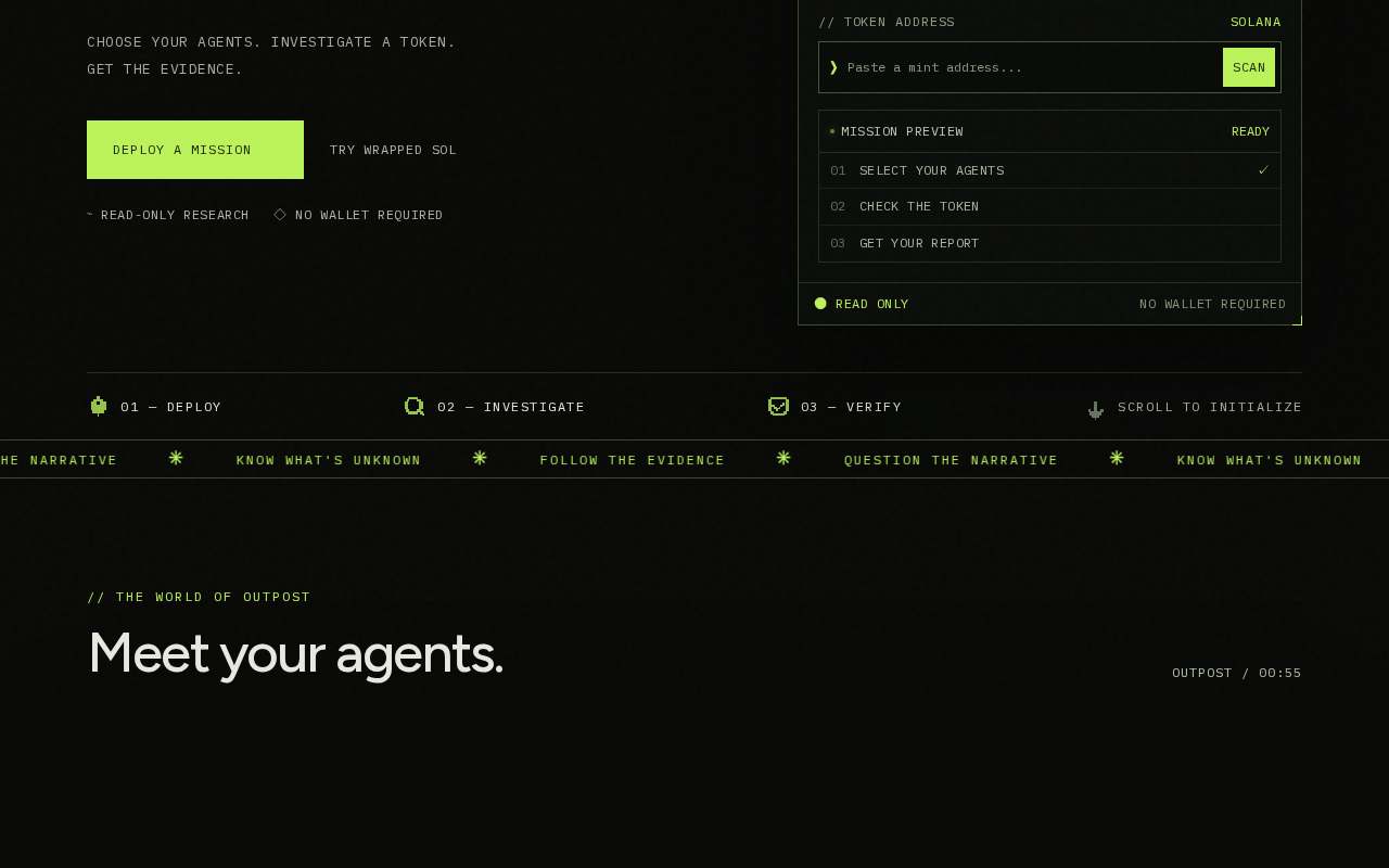 Screenshot of outpostapp.fun as our browser saw it