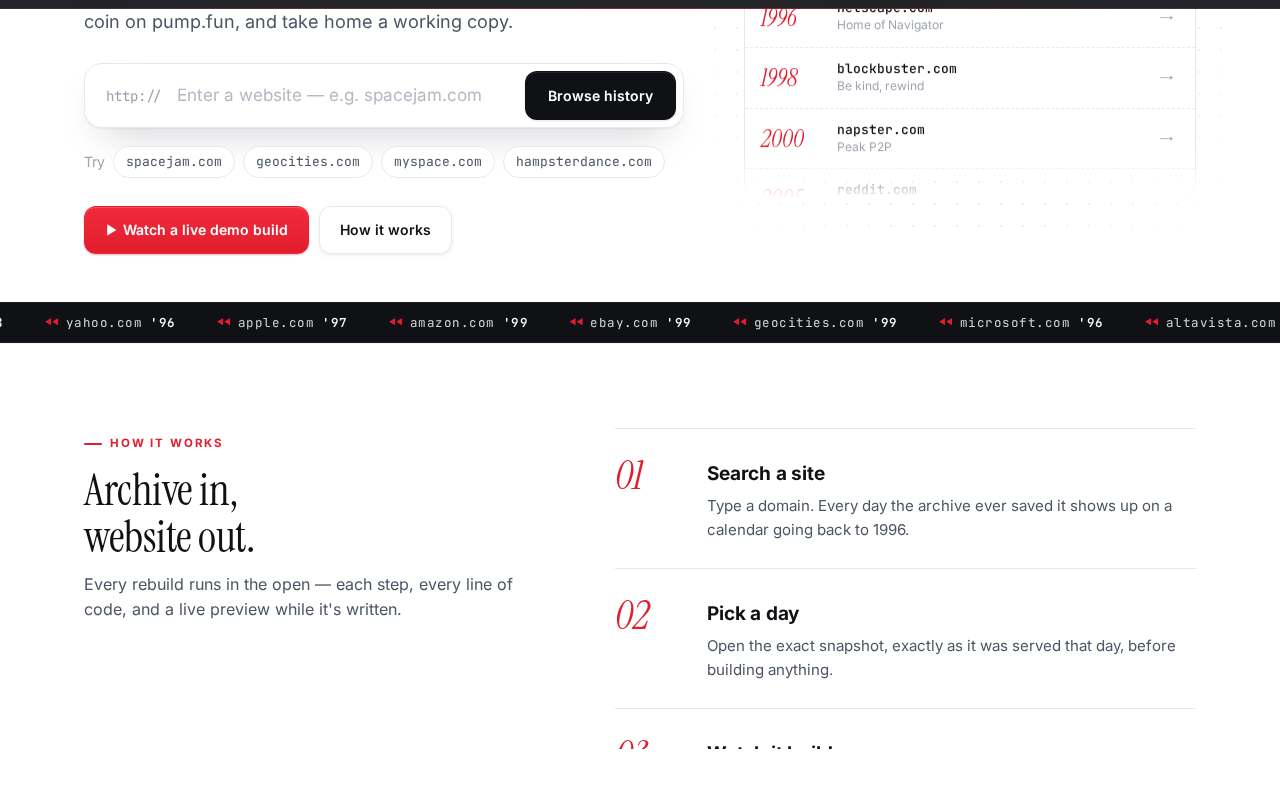 Screenshot of www.waybackenginebuilder.fun as our browser saw it