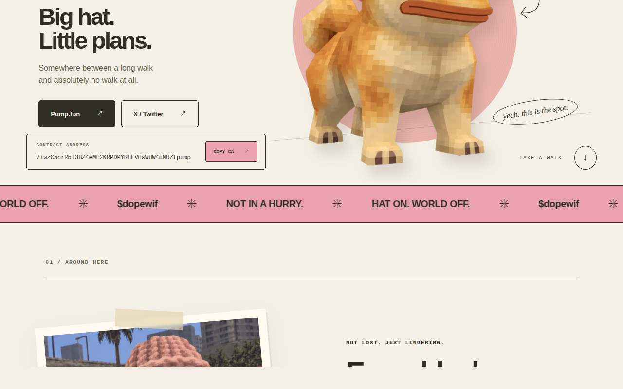 Screenshot of dopewifhat.site as our browser saw it