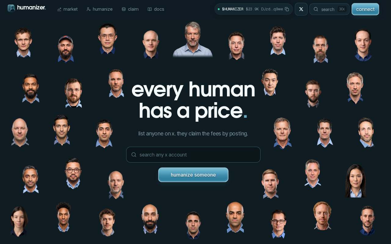 Screenshot of humanizer.fun as our browser saw it