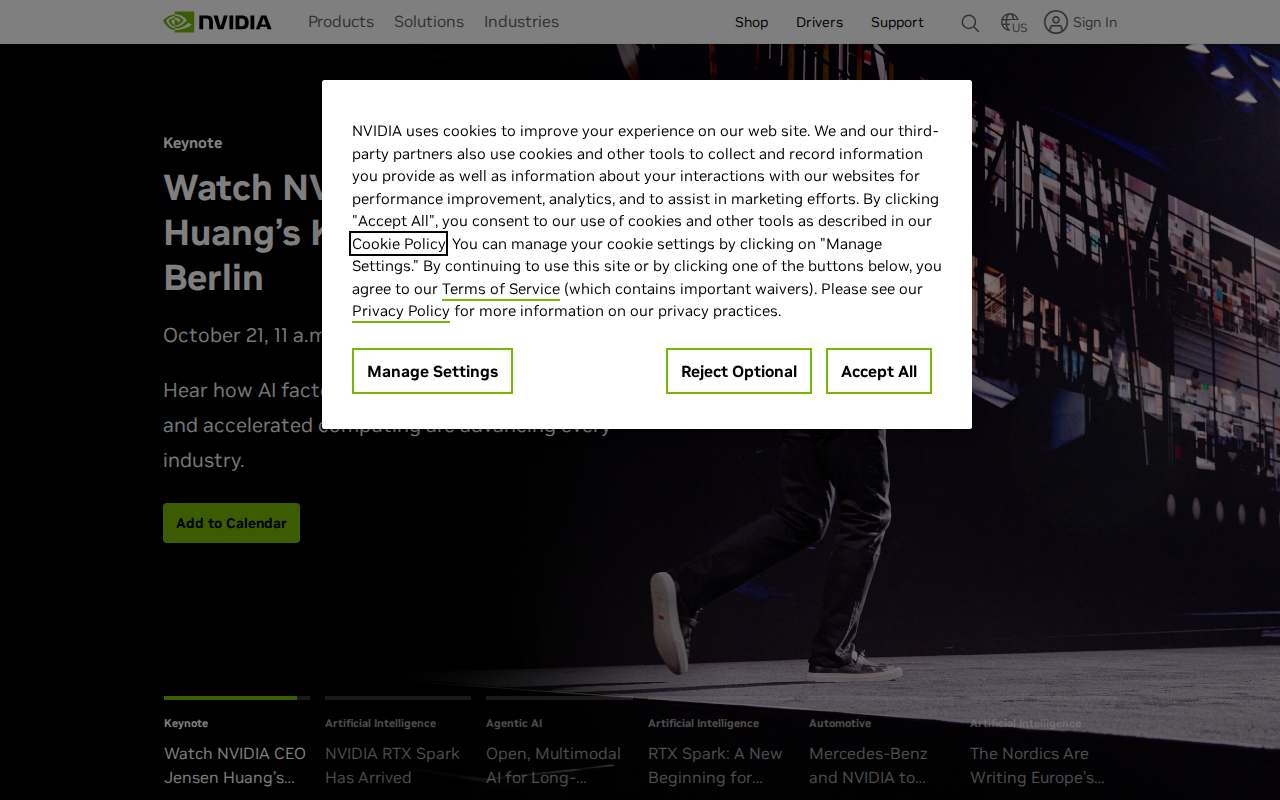 Screenshot of www.nvidia.com as our browser saw it