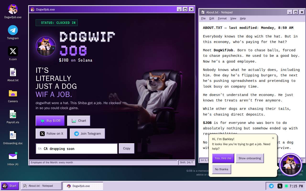 Screenshot of dogwifjob.com as our browser saw it