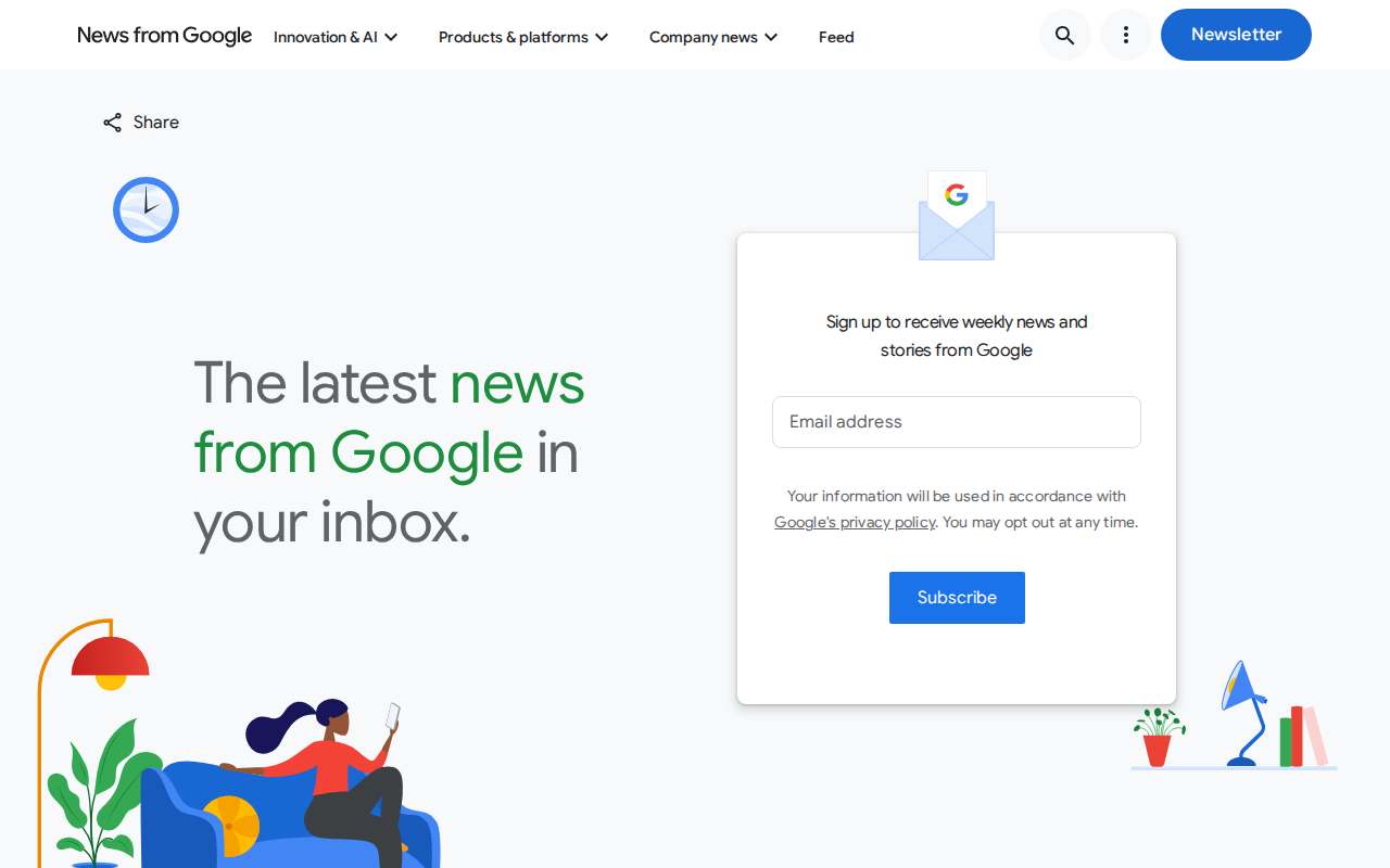 Screenshot of blog.google as our browser saw it