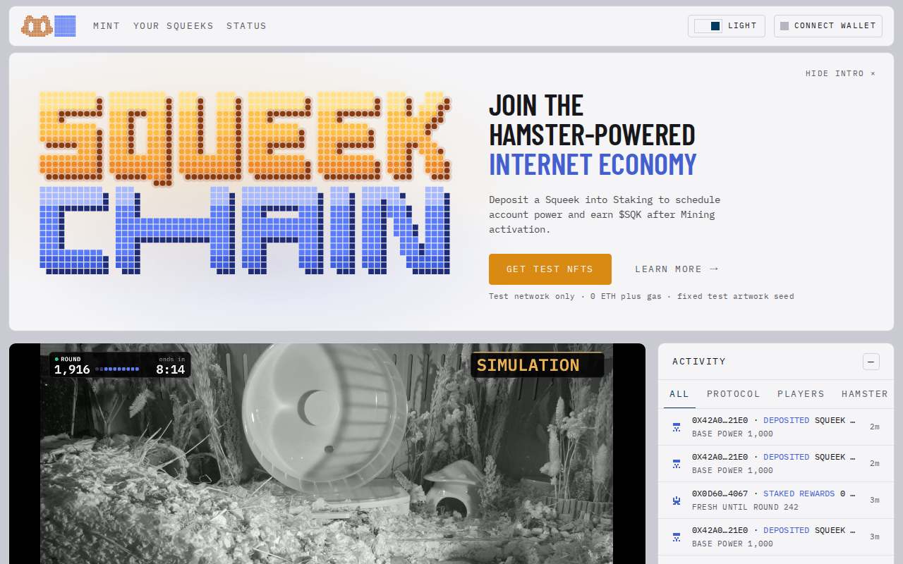 Screenshot of sepolia.squeekchain.com as our browser saw it