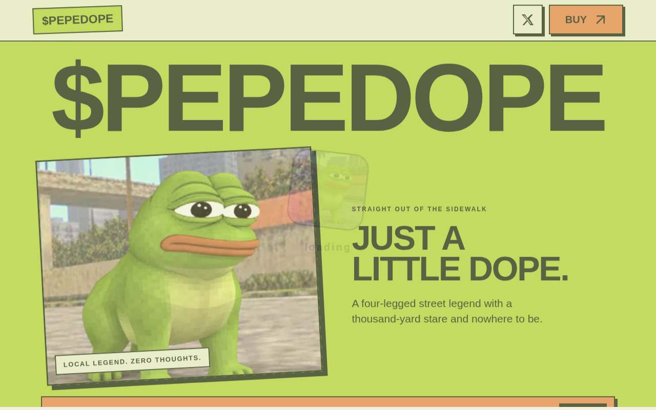 Screenshot of pepedope.site as our browser saw it