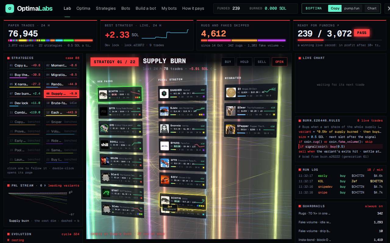 Screenshot of optimalabs.trade as our browser saw it