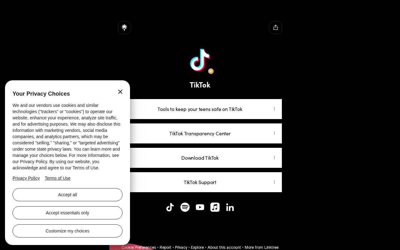 Screenshot of linktr.ee as our browser saw it