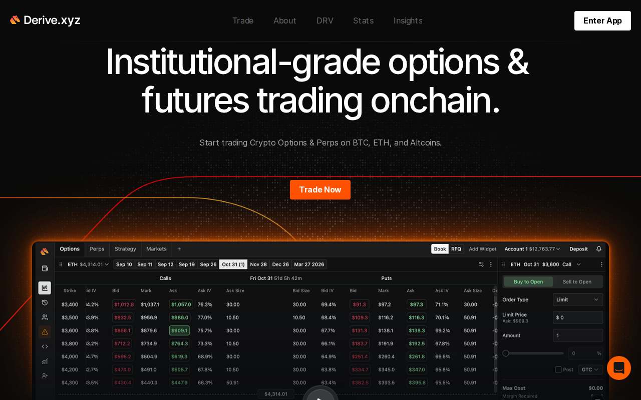 Screenshot of www.derive.xyz as our browser saw it