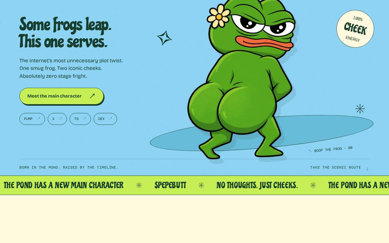 Screenshot of pepebutt.xyz as our browser saw it