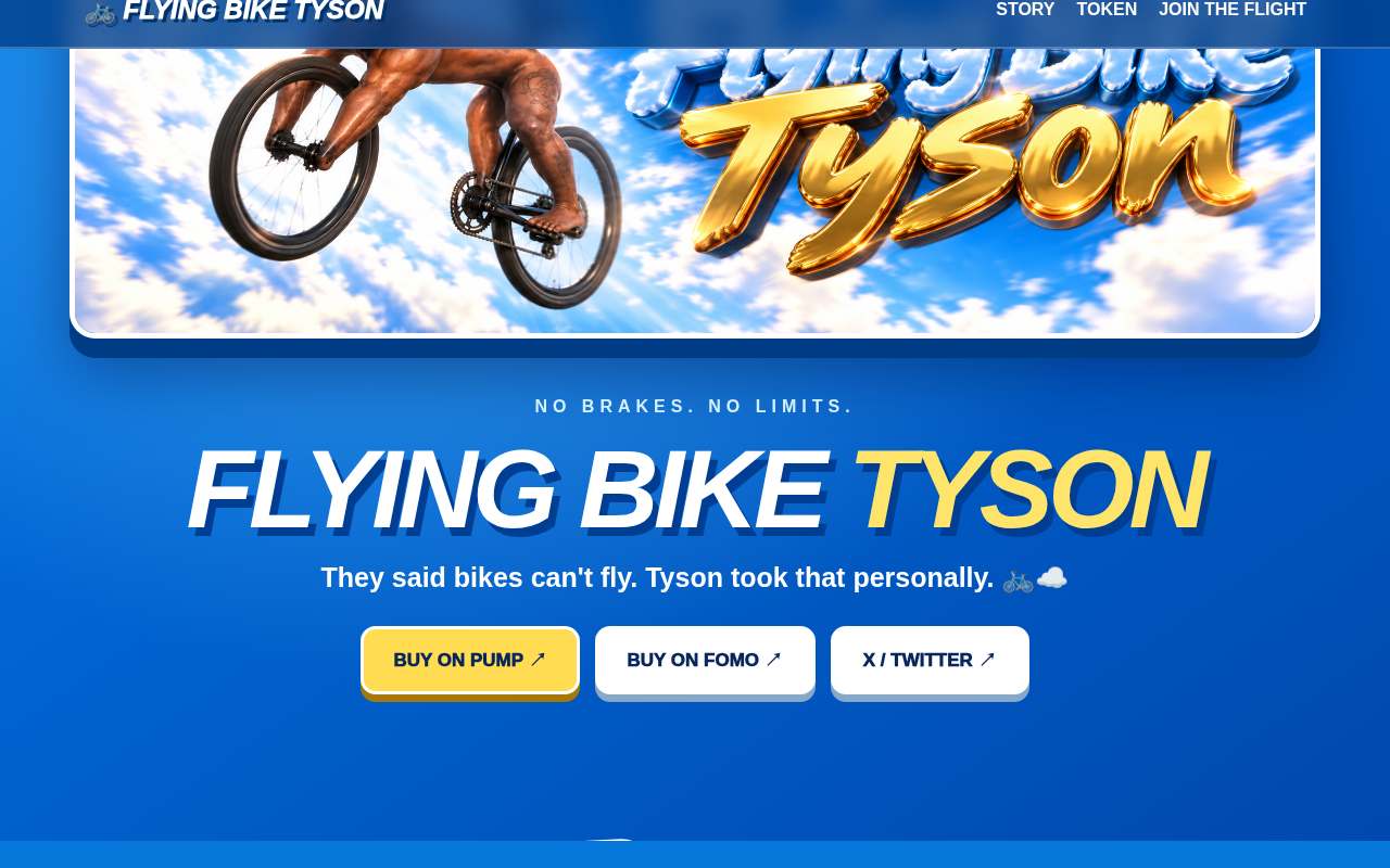 Screenshot of flyingbiketyson.com as our browser saw it
