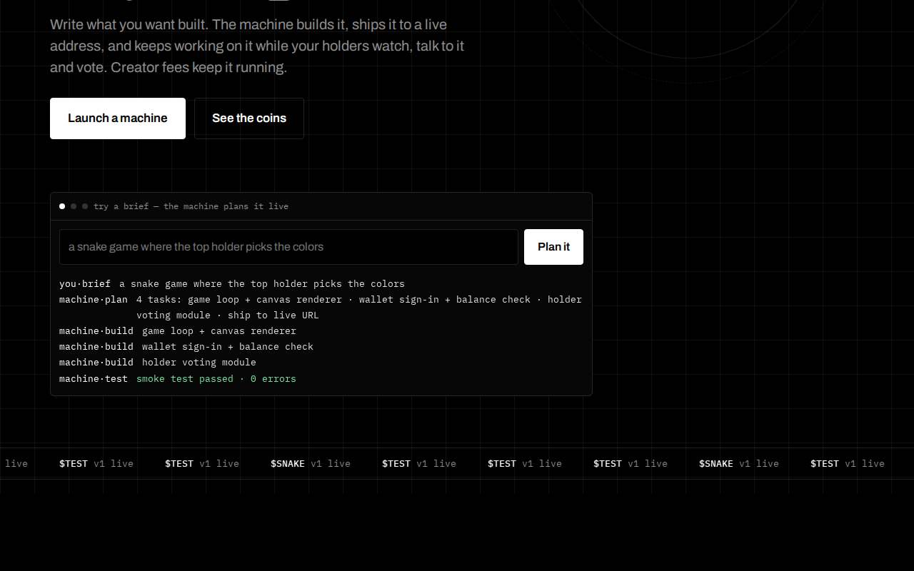 Screenshot of trymainframe.fun as our browser saw it