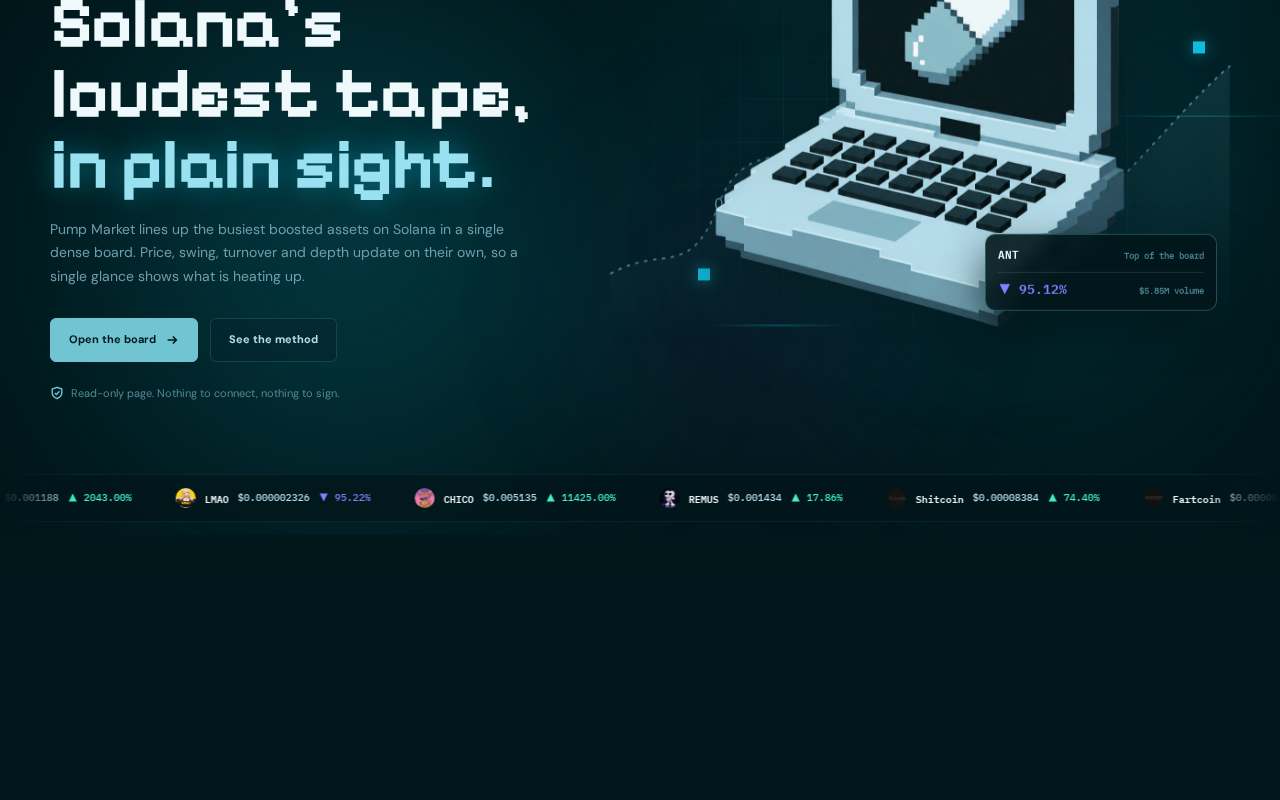 Screenshot of pumpmarket.ink as our browser saw it