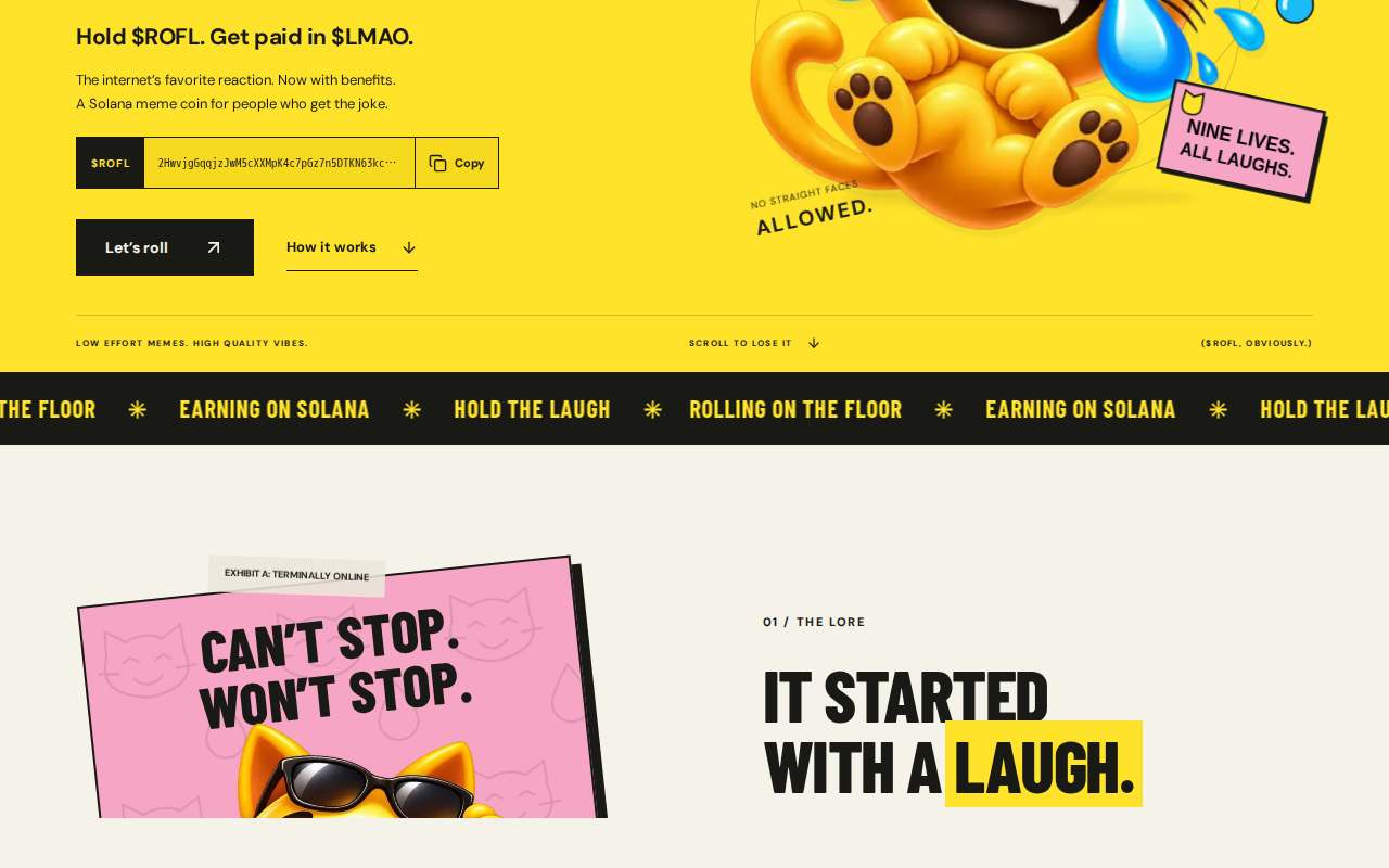 Screenshot of www.roflmeme.fun as our browser saw it