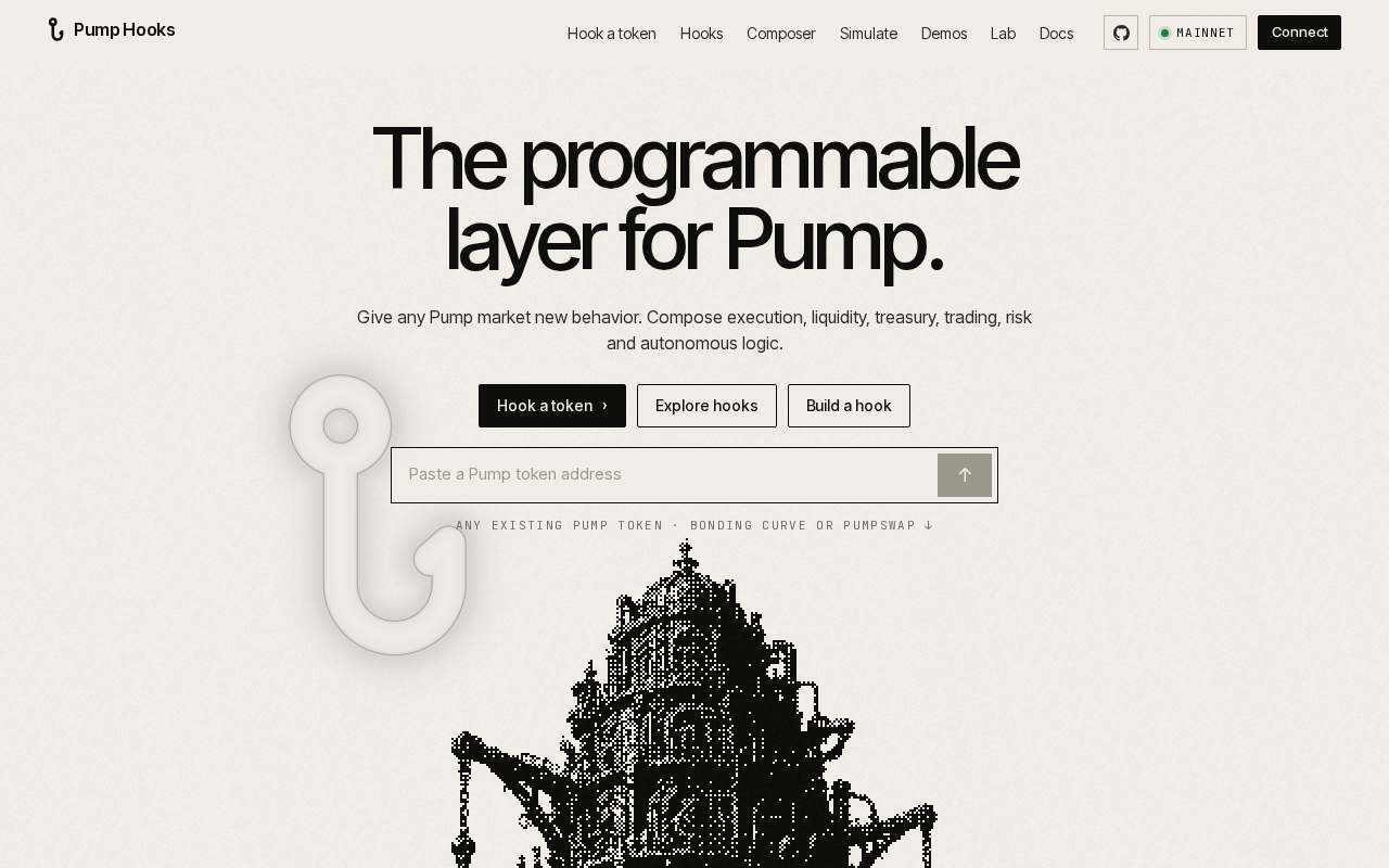 Screenshot of pumphooks.fun as our browser saw it