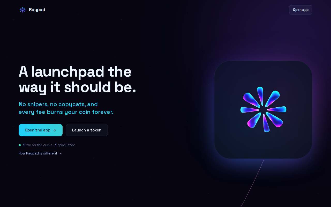 Screenshot of raypad.fun as our browser saw it