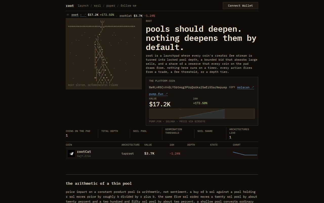 Screenshot of rootliquidity.com as our browser saw it
