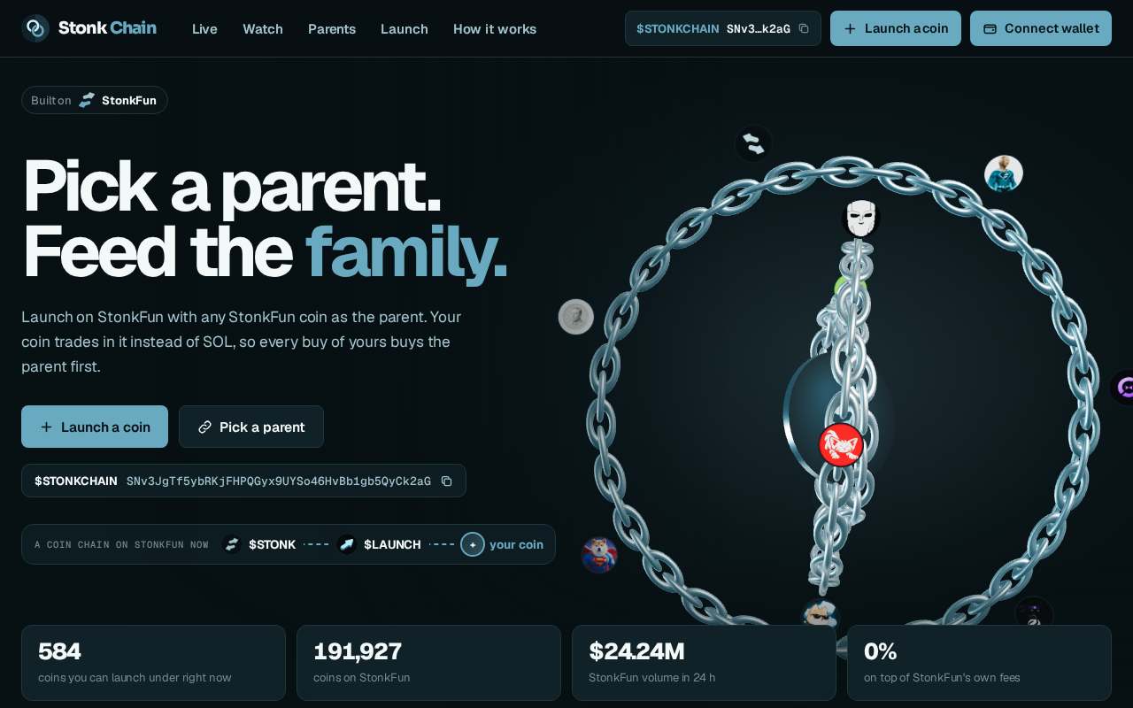 Screenshot of stonkchainlyr.xyz as our browser saw it