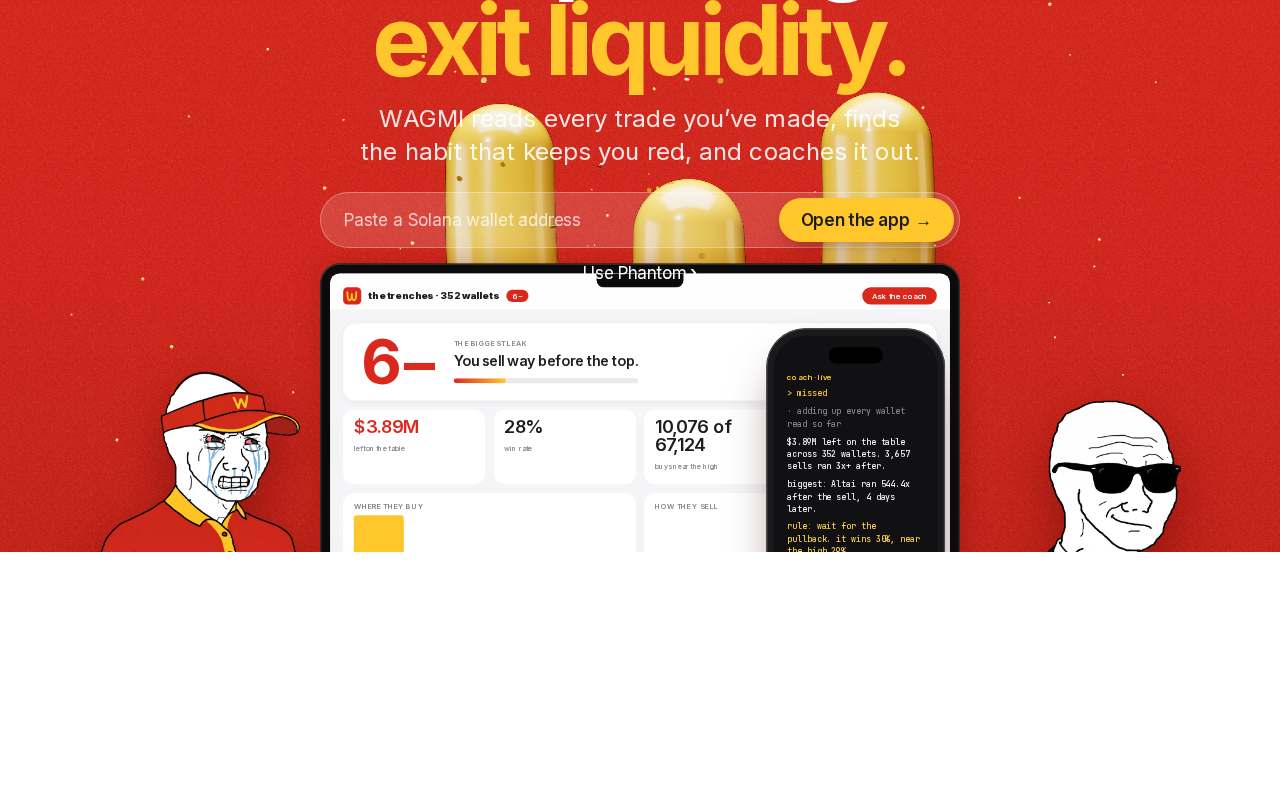 Screenshot of wagmi.trade as our browser saw it