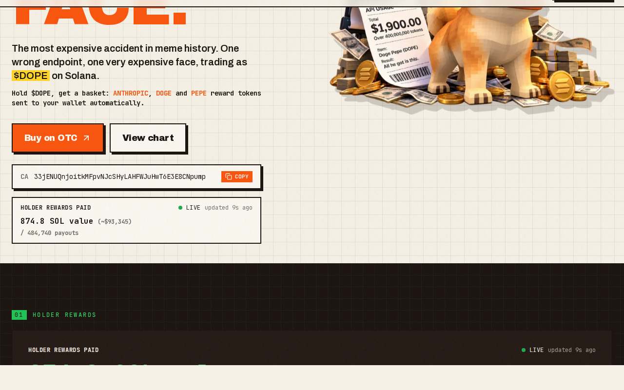 Screenshot of dopeonotc.lol as our browser saw it