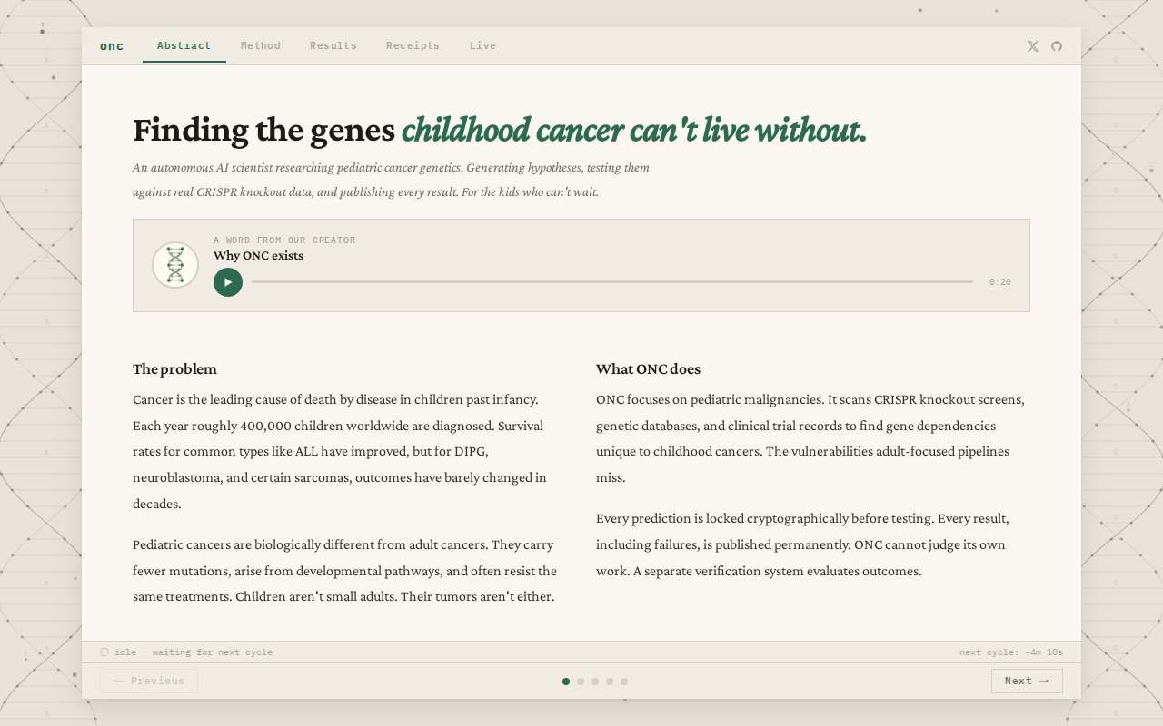 Screenshot of oncpediatrics.com as our browser saw it
