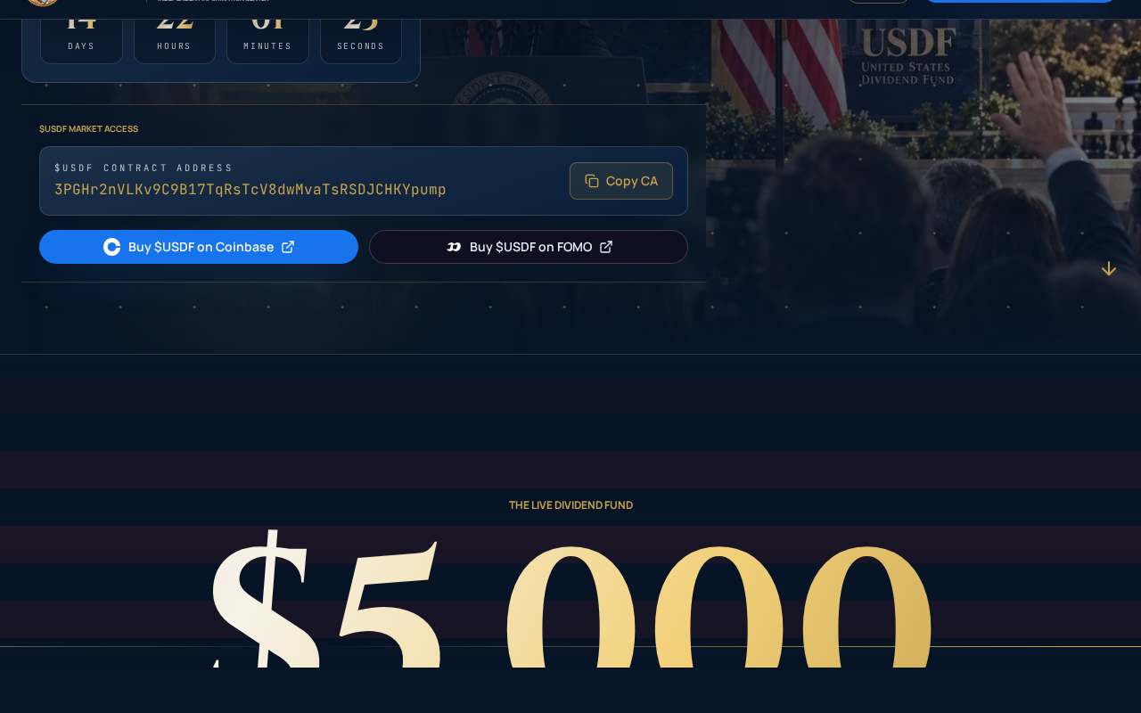 Screenshot of usdf.live as our browser saw it