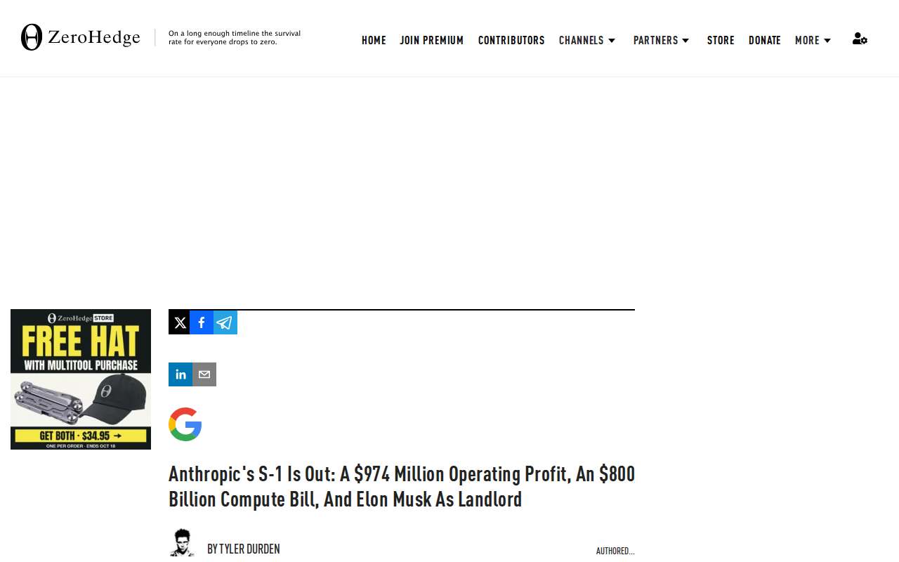 Screenshot of www.zerohedge.com as our browser saw it