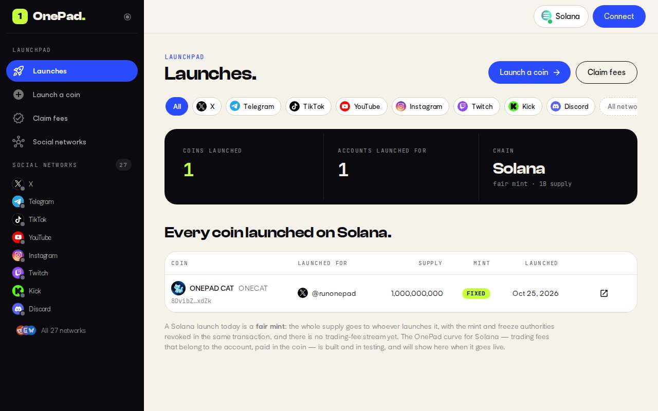 Screenshot of onepad-app.caffee.fun as our browser saw it