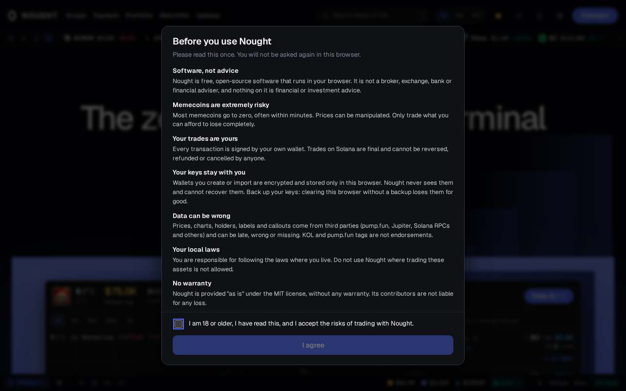 Screenshot of nought0fees.com as our browser saw it