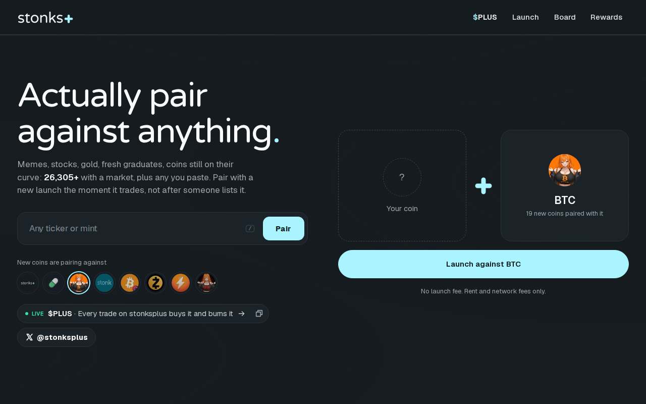 Screenshot of stonksplus.xyz as our browser saw it