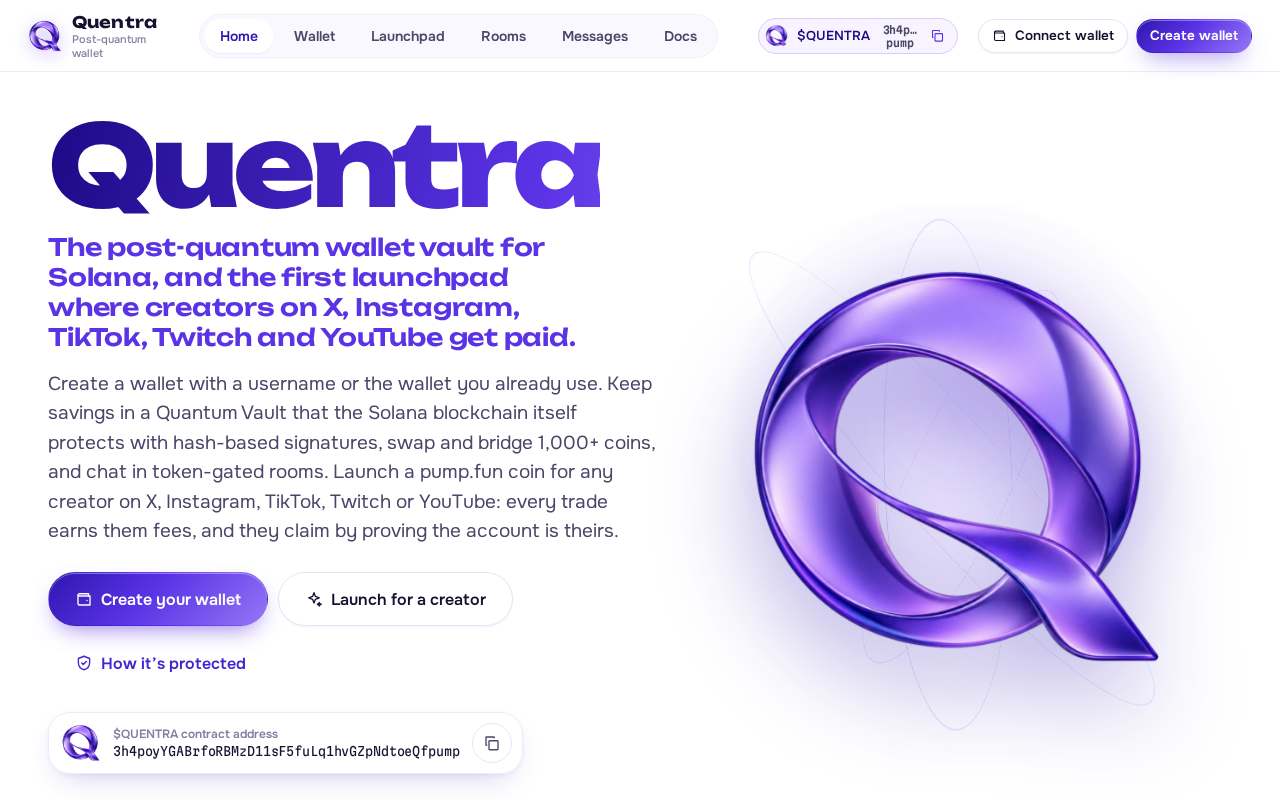 Screenshot of quentra.si as our browser saw it