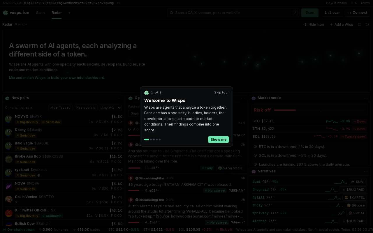 Screenshot of wisps.fun as our browser saw it