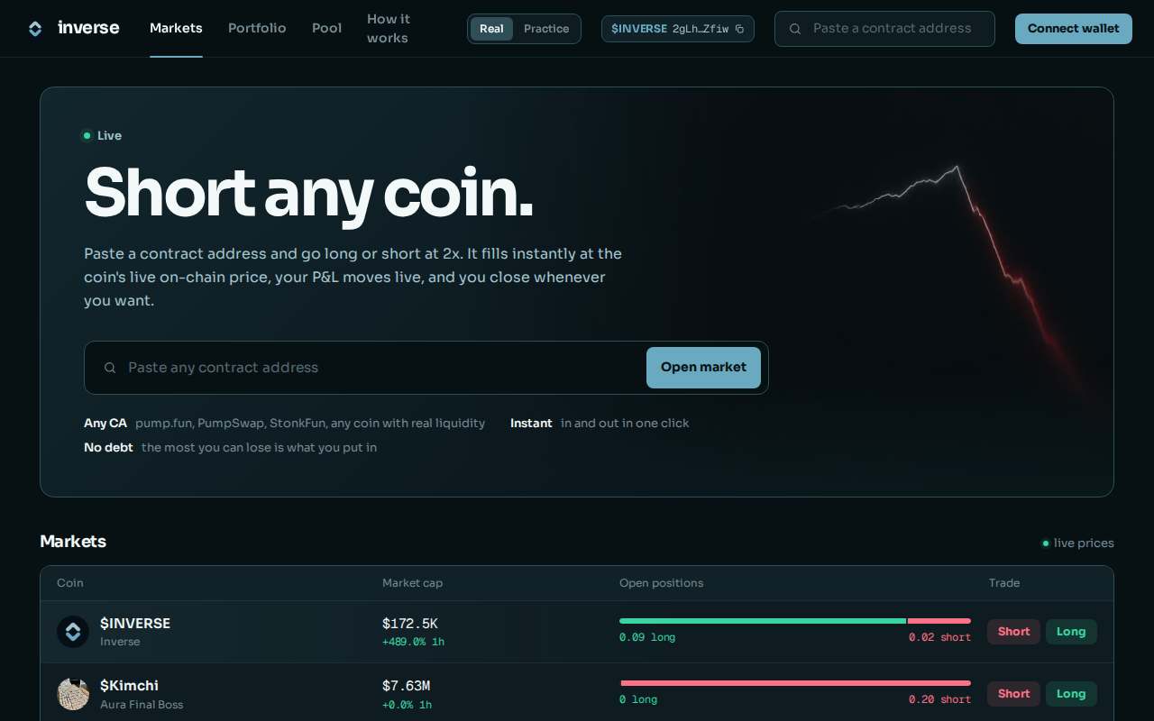 Screenshot of useinverse.xyz as our browser saw it