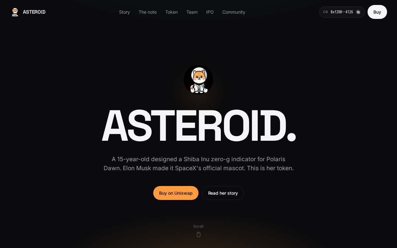 Screenshot of asteroideth.io as our browser saw it