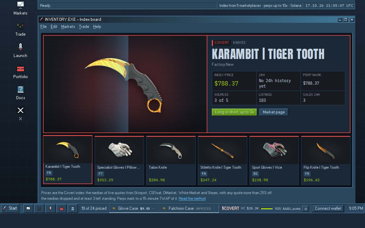 Screenshot of covert.market as our browser saw it