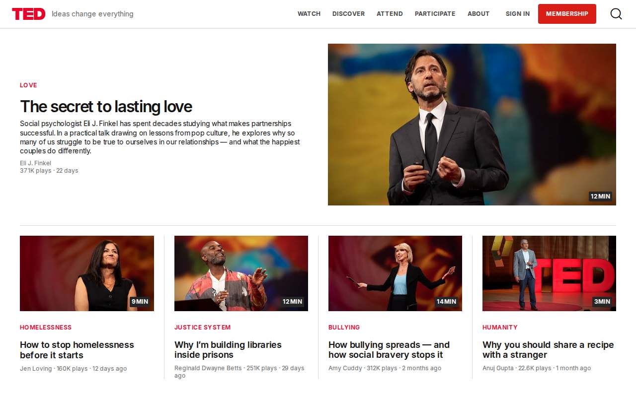 Screenshot of www.ted.com as our browser saw it