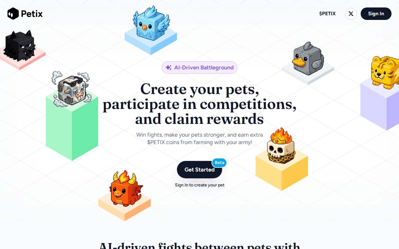 Screenshot of petix.fun as our browser saw it