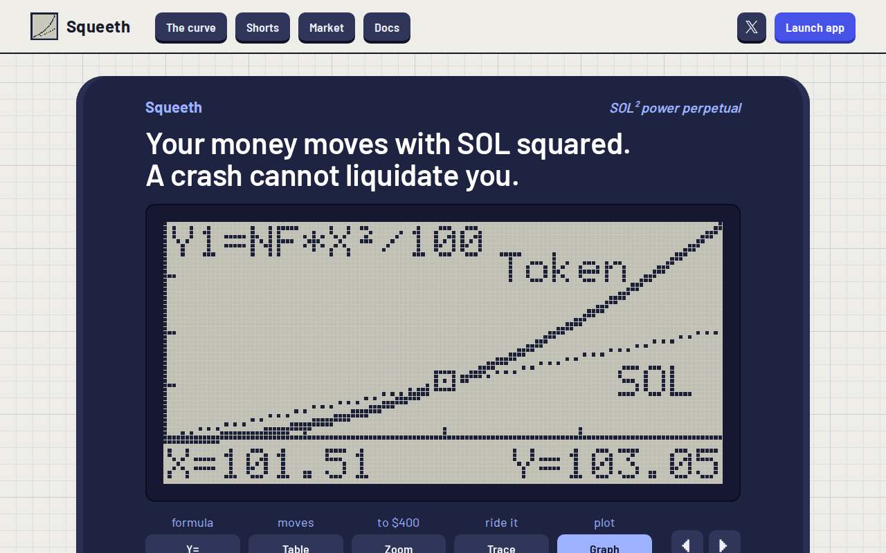 Screenshot of squeeth.app as our browser saw it