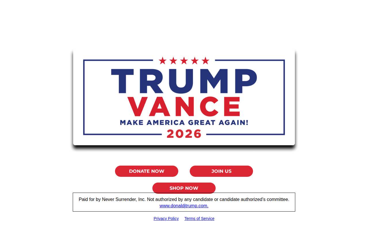 Screenshot of www.donaldjtrump.com as our browser saw it